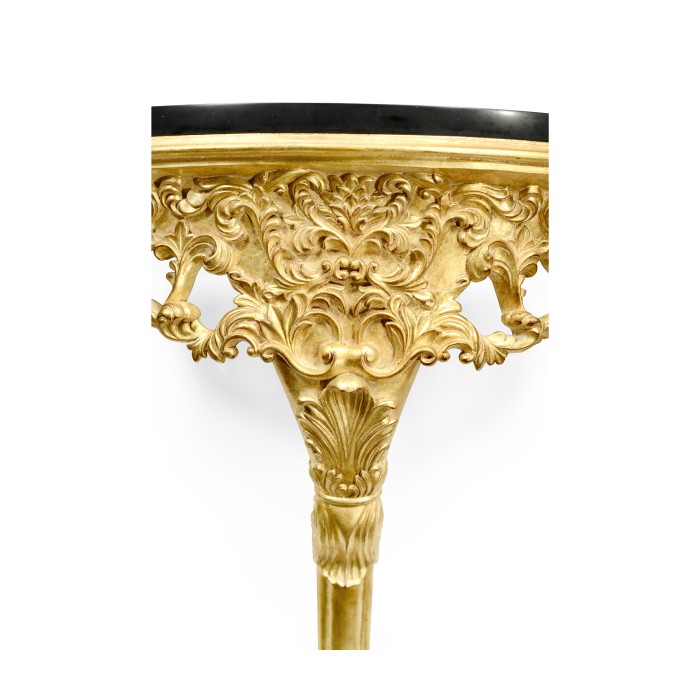 Carved & gilded wall bracket console (Black marble top)
