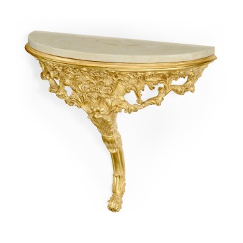 Carved & gilded wall bracket console ( Scagliola top)