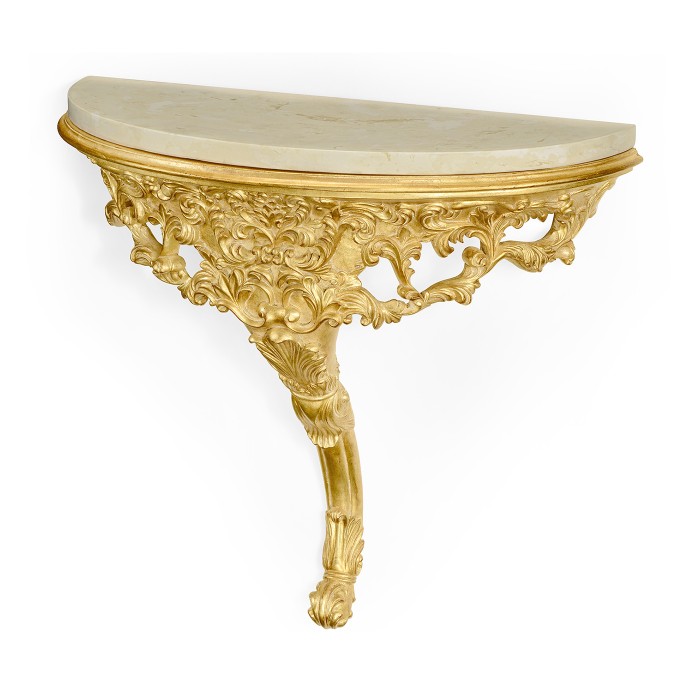 Carved & gilded wall bracket console ( Scagliola top)