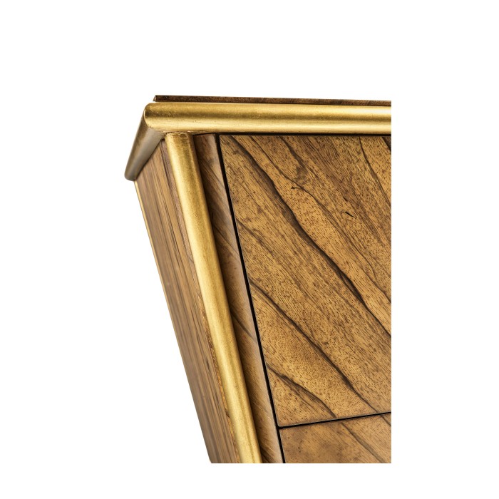 Argentinian walnut veneered tapering chest of drawers