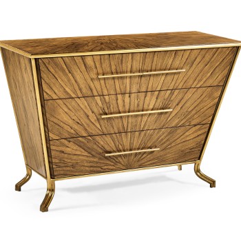Argentinian walnut veneered tapering chest of drawers