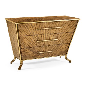 Argentinian walnut veneered tapering chest of drawers