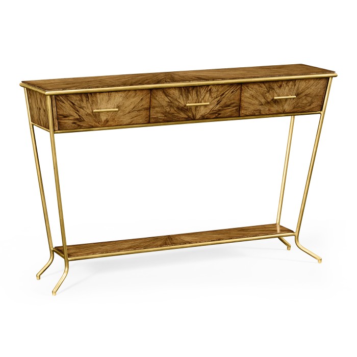 Argentinian walnut veneered tapering console