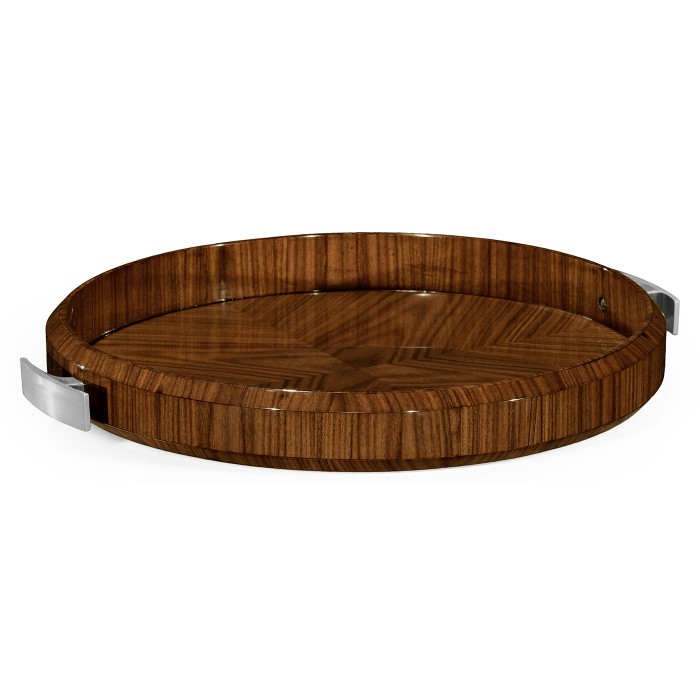 Art Deco Round Tray with Stainless Steel (High Lustre)