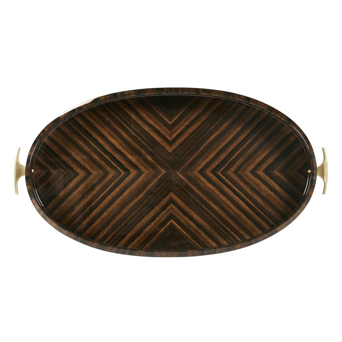 Oval Art Deco Macassar Ebony High Lustre Tray