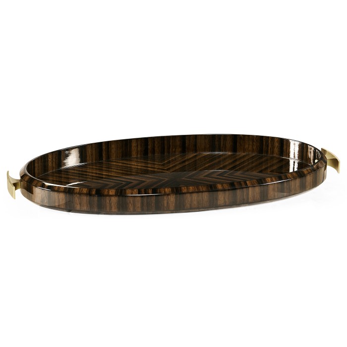 Oval Art Deco Macassar Ebony High Lustre Tray