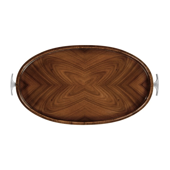 Art Deco Oval Tray with Stainless Steel (High Lustre)