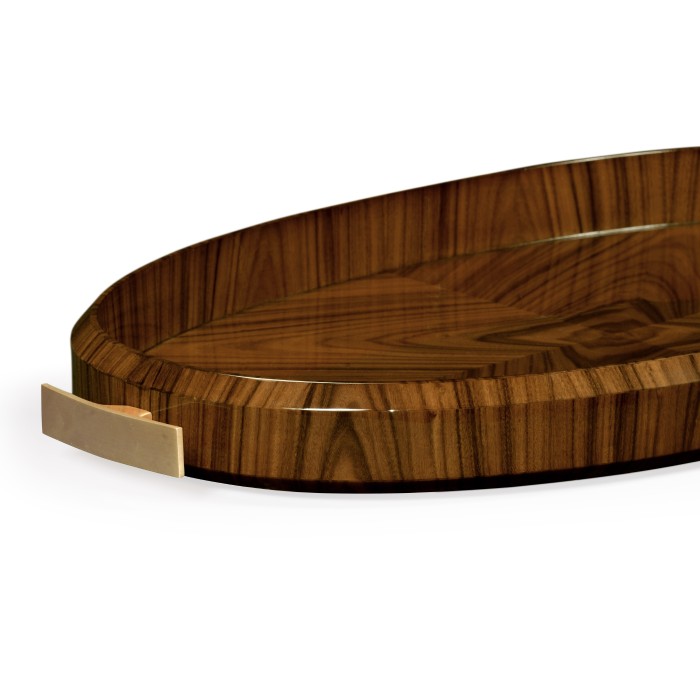 Art Deco High Lustre Oval Tray with Brass