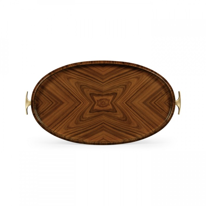 Art Deco High Lustre Oval Tray with Brass
