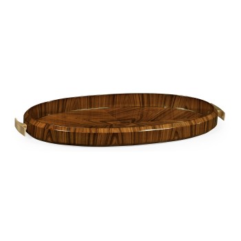 Art Deco High Lustre Oval Tray with Brass