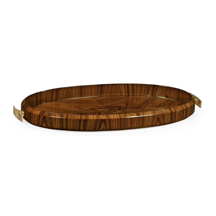 Art Deco High Lustre Oval Tray with Brass