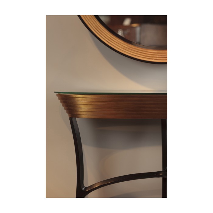 Contemporary Circular Recessed Gilded Mirror