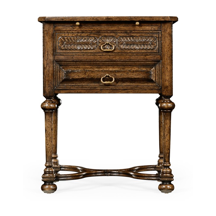 Tudorbethan Dark Oak Side Table with Slide