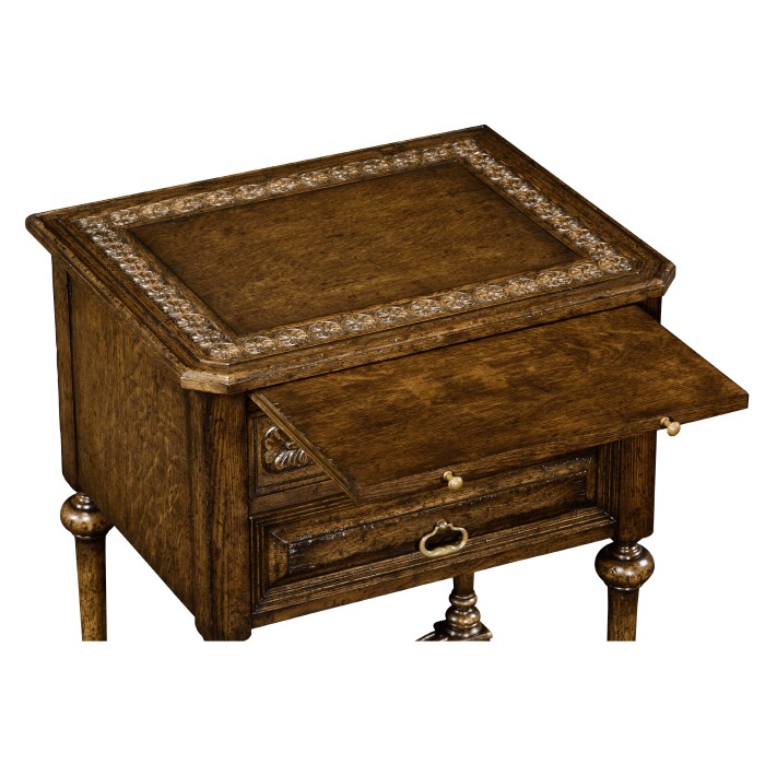 Tudorbethan Dark Oak Side Table with Slide