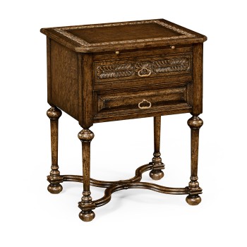 Tudorbethan Dark Oak Side Table with Slide