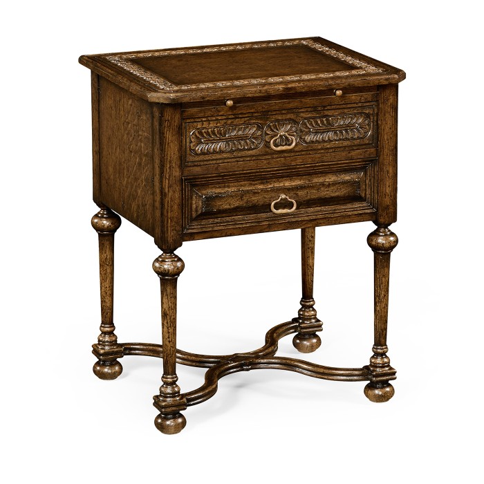 Tudorbethan Dark Oak Side Table with Slide