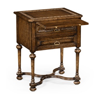 Tudorbethan Dark Oak Side Table with Slide