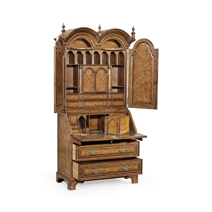 Queen Anne Pollard Bureau Cabinet with Mirrored Doors