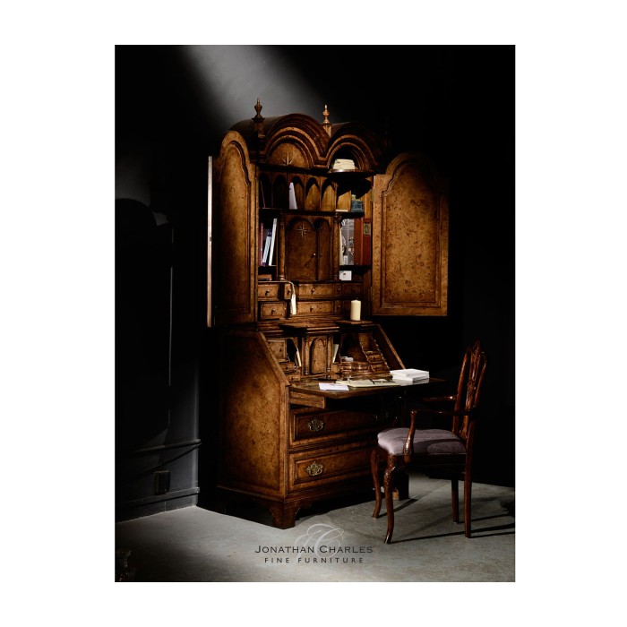 Queen Anne Pollard Bureau Cabinet with Mirrored Doors
