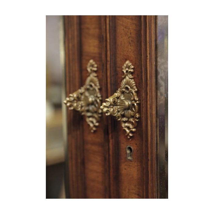 Queen Anne Walnut Bureau with Chinoiserie Interior & Mirrored Doors