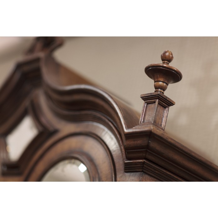 Queen Anne Walnut Bureau with Chinoiserie Interior & Mirrored Doors