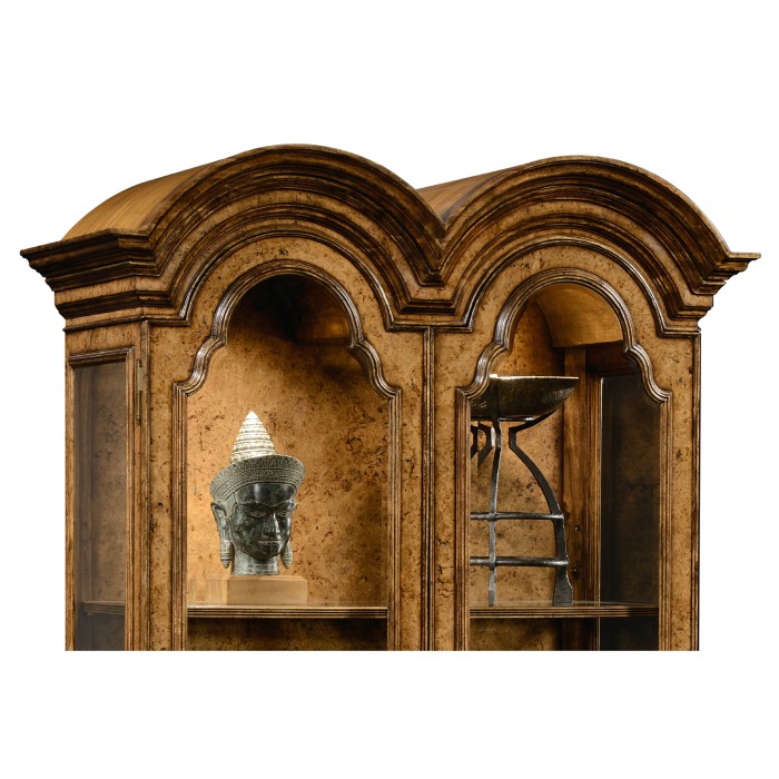 Queen Anne Pollard Veneer Bookcase with Glazed Doors