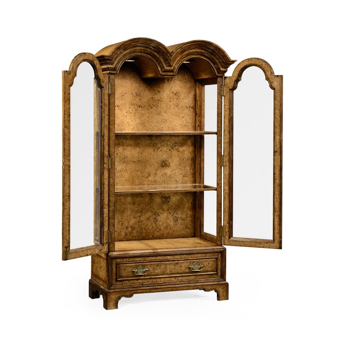 Queen Anne Pollard Veneer Bookcase with Glazed Doors