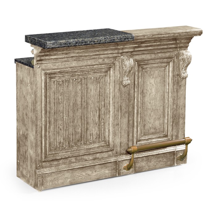 Hinged Door Panel for Linenfold Grey Oak Home Bar