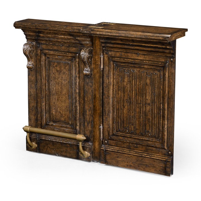 Hinged Door Panel for Linenfold Dark Oak Home Bar