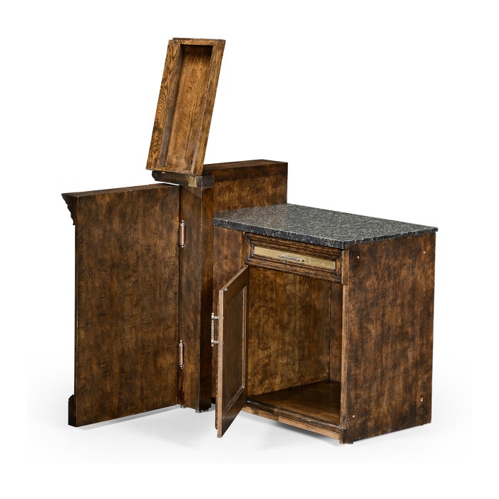 Hinged Door Panel for Linenfold Dark Oak Home Bar