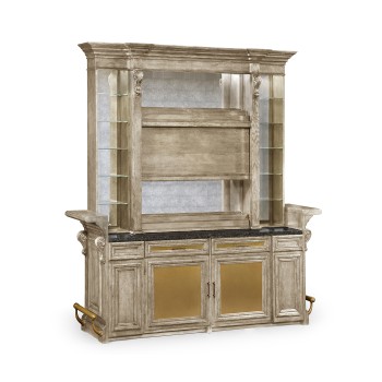 Rear Panel of Linenfold Grey Oak Home Bar