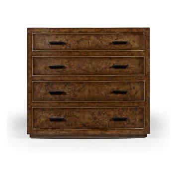 Burl oak chest four drawers
