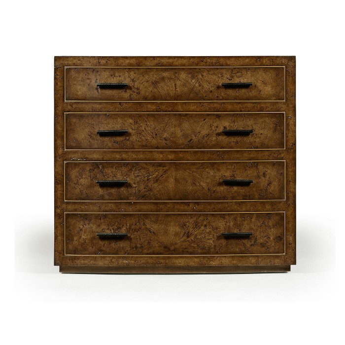 Burl oak chest four drawers