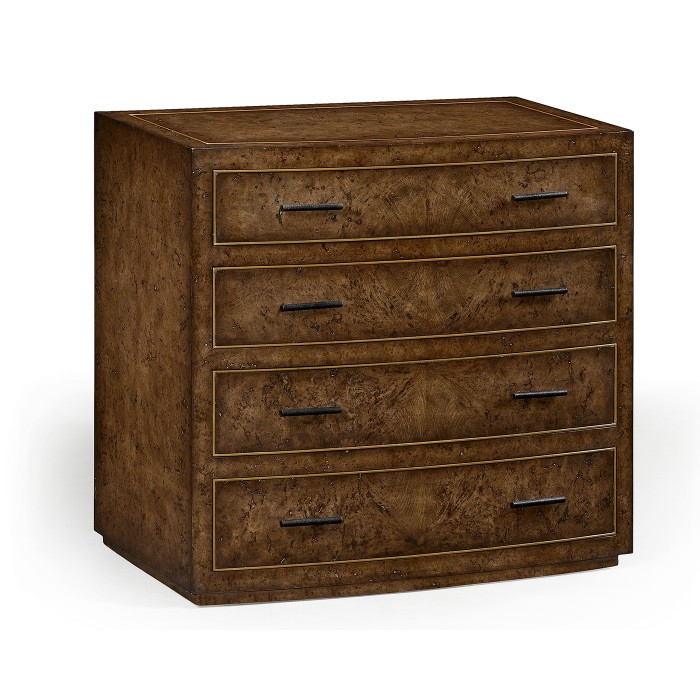 Burl oak chest four drawers