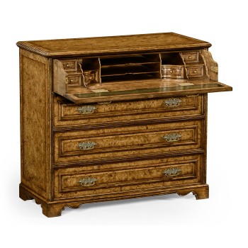 Burl veneered gentleman's writing chest