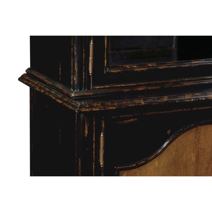 French country style black finish display cabinet