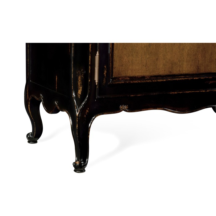 French country style black finish display cabinet