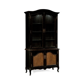 French country style black finish display cabinet