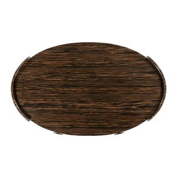 Anthracite faux shagreen & macassar ebony oval coffee table