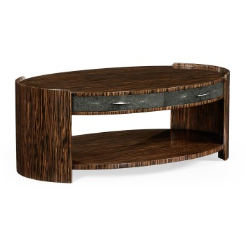Anthracite faux shagreen & macassar ebony oval coffee table