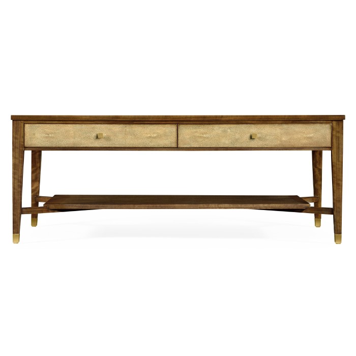 Ivory Shagreen Coffee Table with Drawers