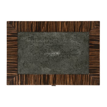 Anthracite Faux Shagreen and Macassar Ebony Lamp Table