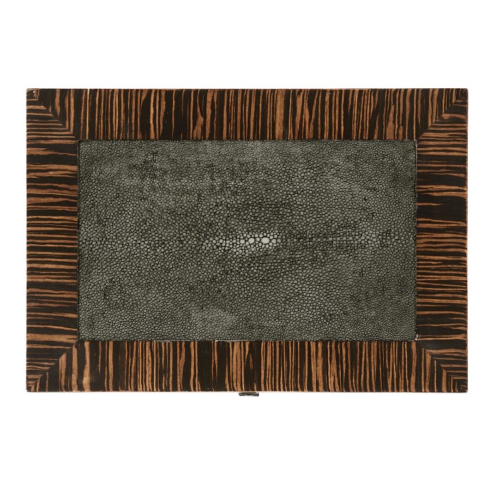 Anthracite Faux Shagreen and Macassar Ebony Lamp Table