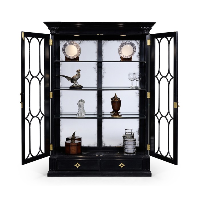 Corinthian Column Black Display Cabinet