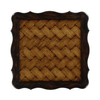 French style black finish side table parquet top