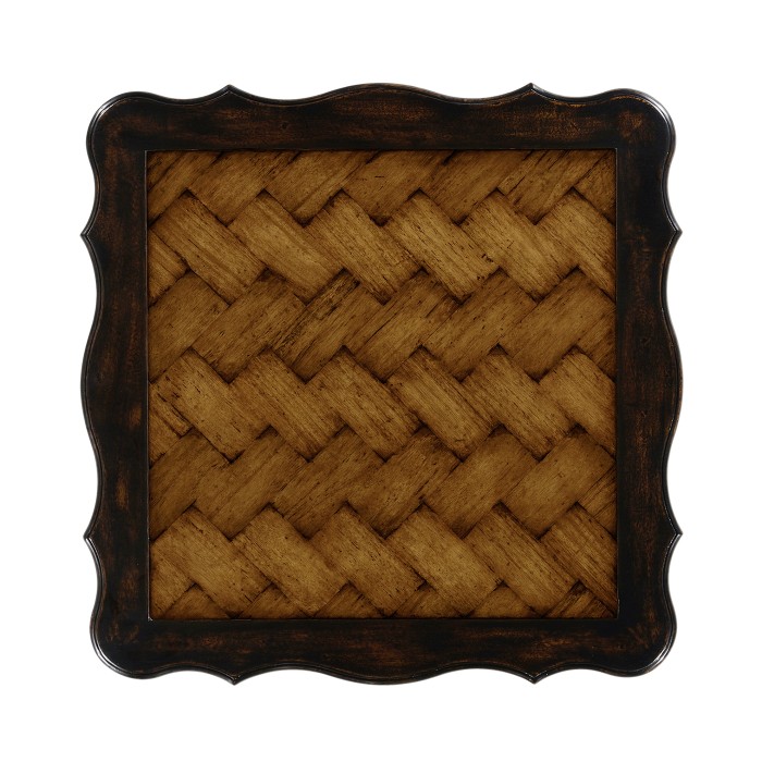 French style black finish side table parquet top