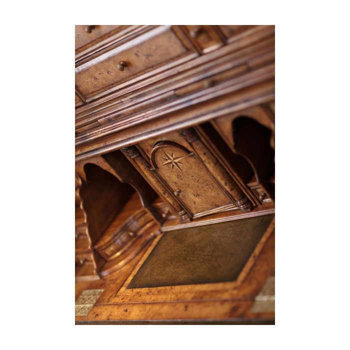 Queen Anne Pollard Veneer Bureau Cabinet (Wooden Doors)