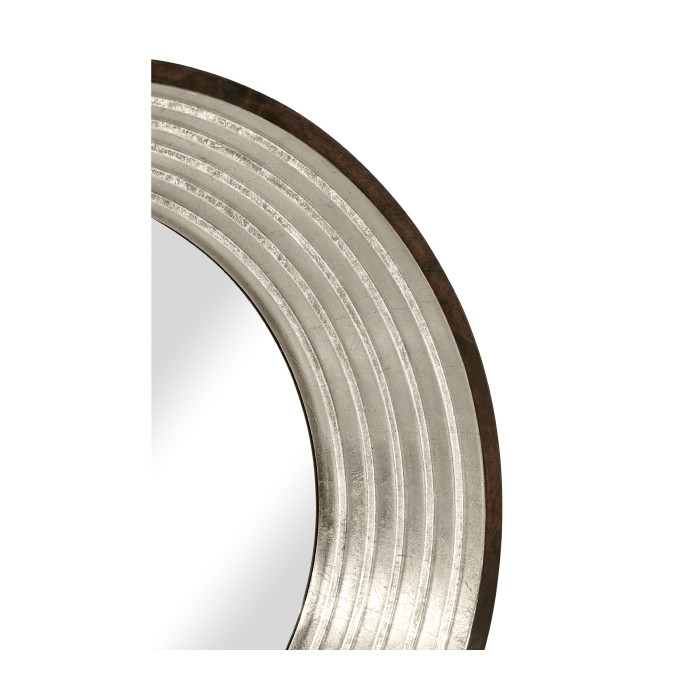 Contemporary Circular Silver Espresso Recessed Mirror