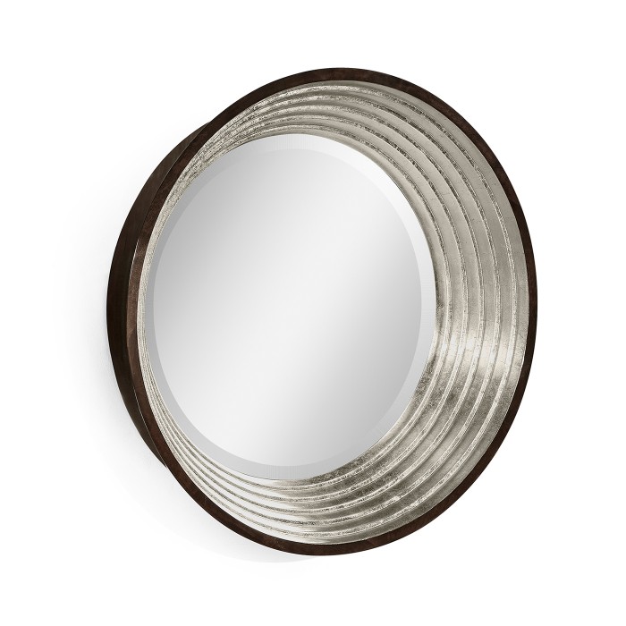 Contemporary Circular Silver Espresso Recessed Mirror
