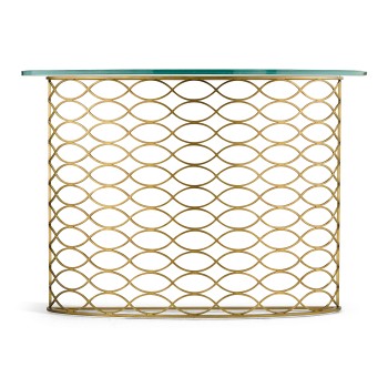 Interlaced Gilded & Glass Demilune Console